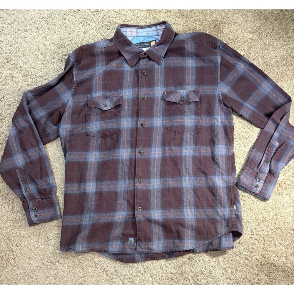 Quicksilver Waterman Cannons Beach Flannel Shirt Men XL Plaid Cozy Gorpcore